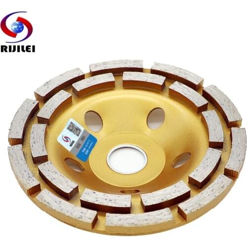 RIJILEI 5Inch Double Row Diamond Grinding Wheel 125mm Floor Diamond Grinding Cup Wheel Disc for Granite Marble Concrete MX35
