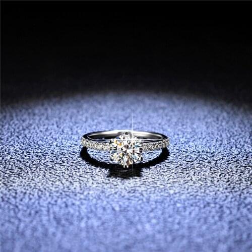 Silver Platinum Diamond Test Passed Excellent Cut 1 Carat D Color Good Clarity Moissanite Ring Silver 925 Jewelry PT950 Stamp