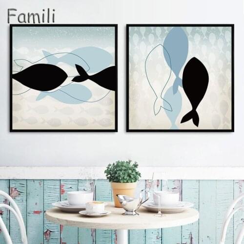 Modern Mediterranean style Minimalist Decorative Painting of Living Room restaurant bedroom Photo Wall Mural fish Fun