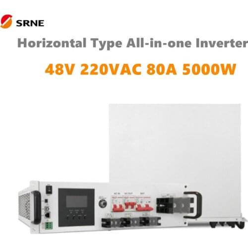 SRNE 5000W All-In-One MPPT Hybrid Solar Charge Inverter Horizontal 48V 220VAC Pure Sine Wave 80A Max PV 145V Off-Grid Inverter