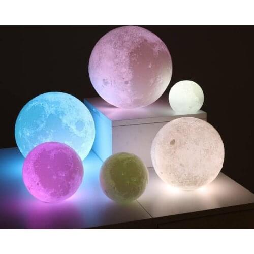 LED Moon Light 3D Print Moon Globe Lamp Rechargeable Color Change 3D Glowing Moon Lamp With Stand Moon Lamp Night Light for Home