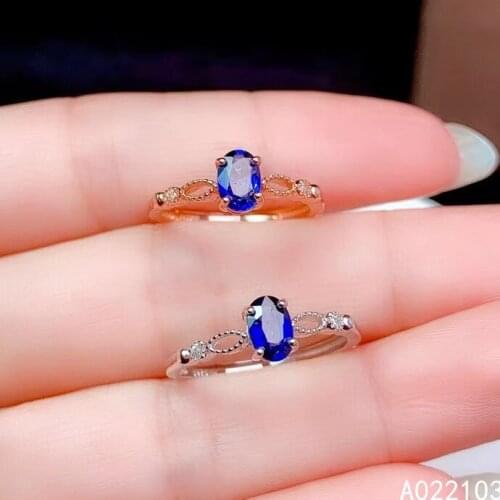 KJJEAXCMY fine jewelry 925 sterling silver inlaid Natural sapphire Chinese style elegant simple girl oval gem ring support check