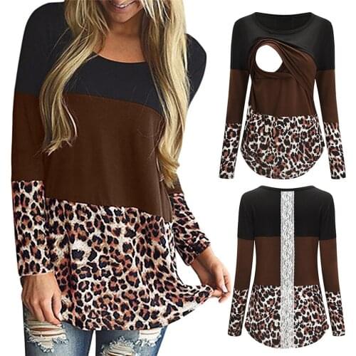 Women Maternity Long Sleeve Blouse And Tops 2020 Autumn Leopard Print Nursing Tops Shirt For Breastfeeding ropa para embarazada
