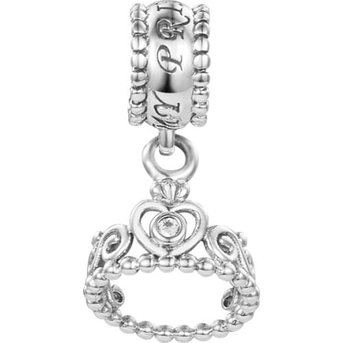 Trendy 925 Sterling Silver My Princess Tiara Dangle Charm Fit Women Original Bracelet Silver Beads for Jewelry Making Berloque
