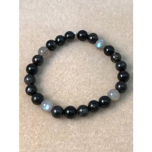 Eclipse Bracelet Black Tourmaline Obsidian 8mm Bracelet Bead Bracelet