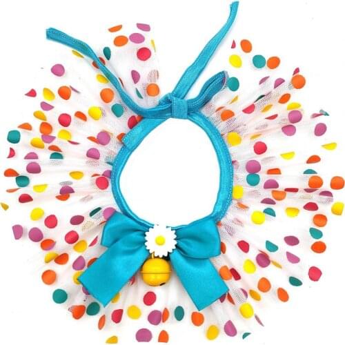 Colorful Pet Dog Cat Kerchief Good Forming Elegant Net Yarn Color Dots Bib for Photo Shoot Props Cats Party Clothes Accessories