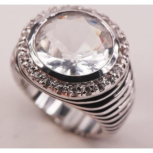 White Crystal Zircon 925 Sterling Silver Woman Ring Size 6 7 8 9 10 F637