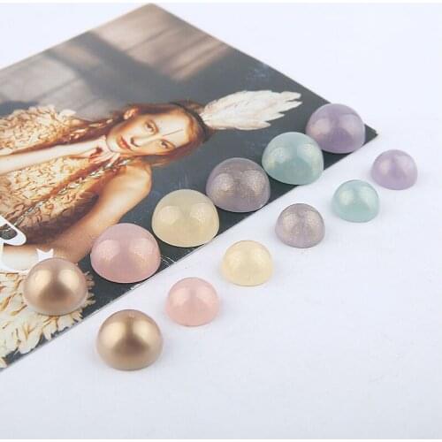 10pcs Fashion Korean Glitter Egg Half Pill Single Hole Resin Patch Earrings For Women Hair Rope Hair Accessories Diy Handmade