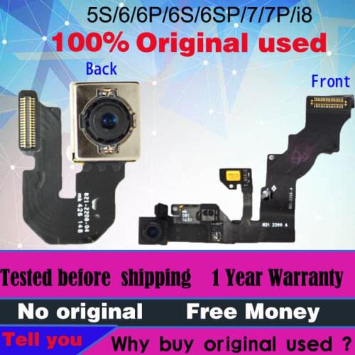 100% ORiginal Used Back Front Camera For iPhone 6 6s 7 8 Plus Facing Camera For iPhone 5S 6SP 7P Rear Camera Module Flex Cable