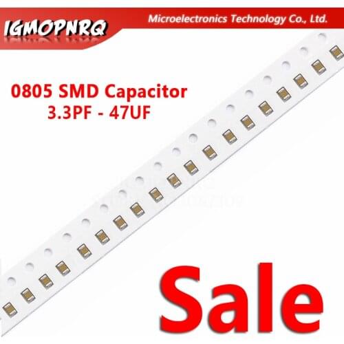 100pcs 3.3PF-47UF 0805 SMD 100V X7R 10% 100nf 0.1uf 104K 104 22UF 4.7UF 10UF 10NF 1UF Ceramic Capacitor 155k 226K 475 106 103