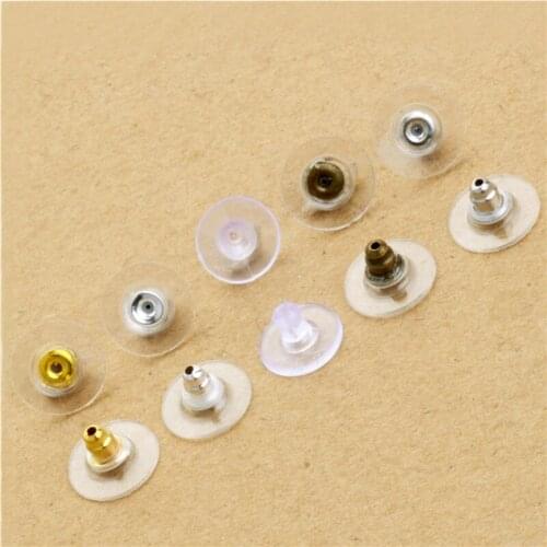 100 pcs Silicon Gold Silver Rhodium Antique Bronze Stud Earring Back Stoppers Ear Post Nuts Jewelry Findings Components