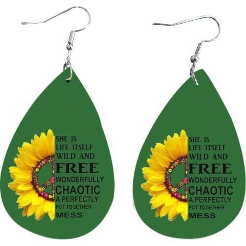 2021 New Style New Faux leather Earrings Sun Flower Earrings We Are Now In Stock Whole