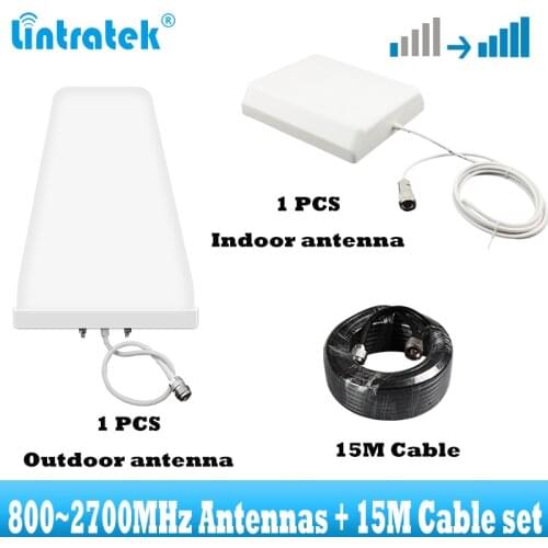 2G 3G 4G Antennas with 15m Cable set for Cellular Signal Booster amplifier for CDMA GSM DCS WCDMA LTE network Signal repeater