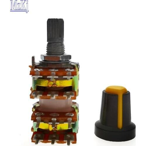 3PC WH148 Taiwan Shaft length 15MM B50K 50K Stereo Volume Potentiometer Audio 4 Channels Volume Potentiometer 50KBX4 RK163