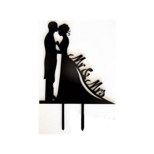 300pcs Wedding Cake Topper Bride groom Unique Acrylic 3D Acrylic Cake card Decoration