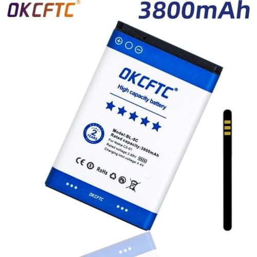 OKCFTC 3800mAh BL-5C Battery For Nokia 2610 1100 1110 1112 1116 6230 6630 N70 N71 N72 N91 E60 BATTERY 5C BL5C