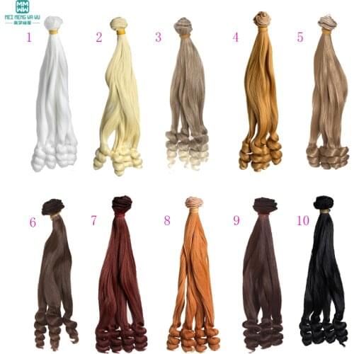 25cm*100cm Doll accessories Screw curls hair for doll 1/3 1/4 1/6 BJD/SD doll wigs Light golden, brown, khaki