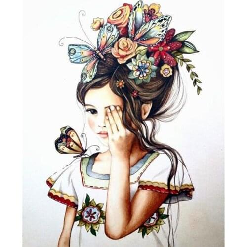 5D DIY Diamond Painting Butterfly girl Cross Stitch 3D Diamond diamond Embroidery rhinestones new Relieve stress gift