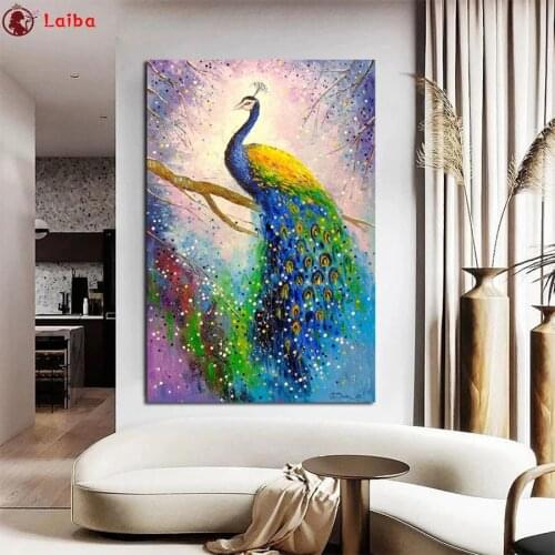 Diy Diamond Painting Animal art, colorful peacock Diamond Embroidery Full square round drilling 5d Diamond Mosaic kits