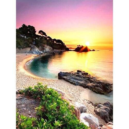 ARMYQZRound diamond square diamond diamond painting cross stitch seaside landscape 5D diamond embroidery new home decoration