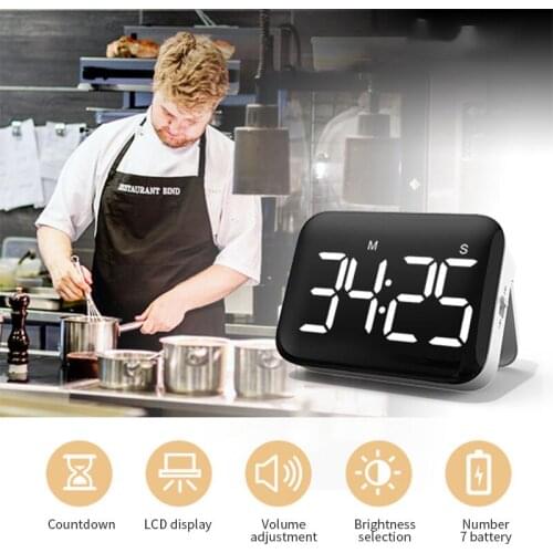 Digital Kitchen Timer, Magnetic Countdown Countup Timer with Large LED Display Volume Adjustable, 2 Brightness, Easy for Cooking