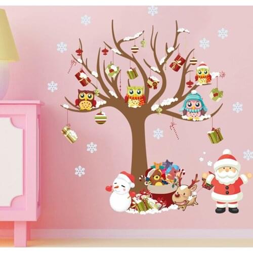 DIY Cartoon Christmas Tree Santa Wall Sticker Waterproof Wall Stickers Home Wall Living room Decor Poster Christmas Decorations