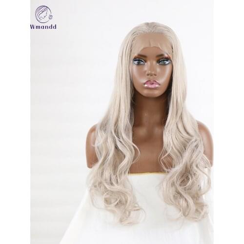Wmandd Long Loose Wavy Synthetic Wigs Light Grey Wigs With Natural Hairline For Women Cosplay Hair Wig High Temperture Fiber