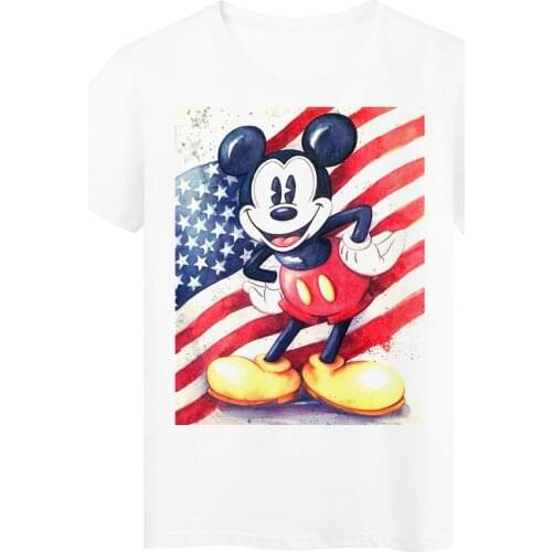 USA Mickey Mouse Stars and Stripes Graphic Print T-shirt Women Summer Fashion Tshirt Tee Harajuku Aesthetic Top Unisex T Shirt