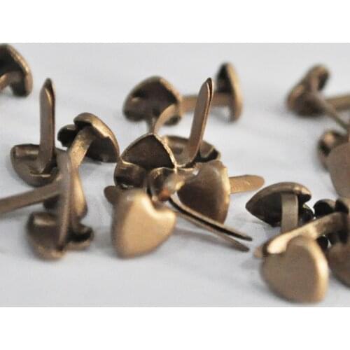 Happymems 500PCS Valentines Day Brown Heart Brads Scrapbooking Embellishments Metal Crafts Love DIY Fastener Accessories