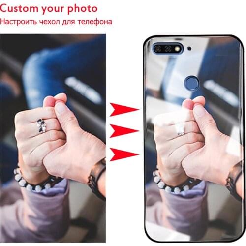 Customized Phone Case For Honor 7A Pro Glass Cover Custom Picture Name Huawei Y6 Prime 2018 Honor 7C AUM-L41 Photo Cases DIY