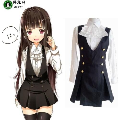 Inu x Boku SS Shirakiin Ririchiyo Cosplay Dress InuBoku SS Girls School Uniforms Black and White Dresses