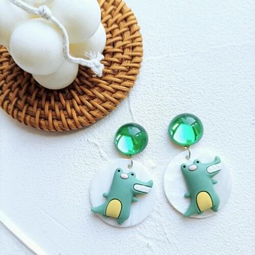 ZiccoWong Cartoon Dinosaur Resin Drop Dangle Earirng For Women Girl Shell Geometric Lovely Acrylic Dangle Earring Jewelry Gift