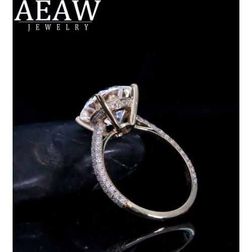 AEAW 1.0ct 2.0ct 3.0ct 4.0ct Round Cut 14k White Gold Yellow Gold Moissanite Ring Original Dazzling Jewelry For Girl For Women