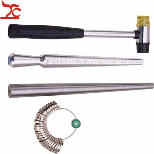 4Pcs/Lot US Size Ring Enlarger Stick Sizer Stainless Steel Mandrel Hammers Ring Sizer Finger Ring Guage Measuring Stick
