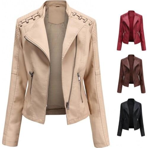 Women Faux Suede Jacket Coats Motorcycle Zipper Turndown Collar Faux Soft Leather Overcoat Female Punk Short Jacket Outerwear