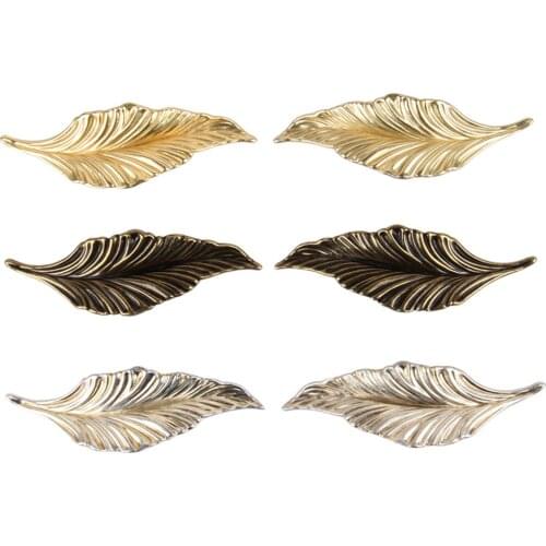 Leaf Shape Furniture Cupboard Cabinet Wardrobe Drawer Pull Knob Brass Door Handle Hardware Furniture Hardware Accessories