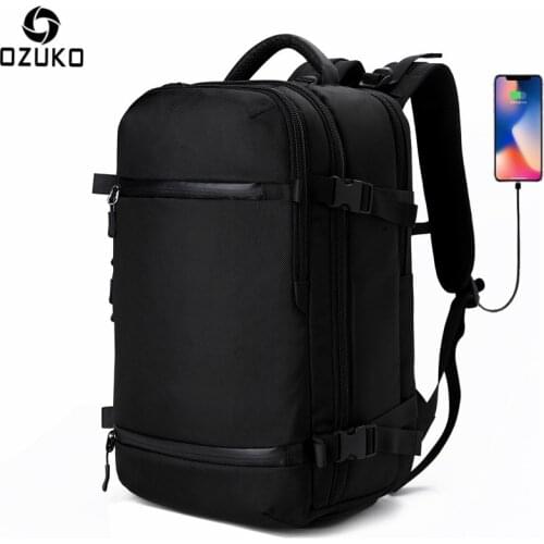 OZUKO Multifunctional Backpack Men travel pack Shoes Bag Male Luggage Backpack USB Large Waterproof 17.3 laptop Women Bags AER