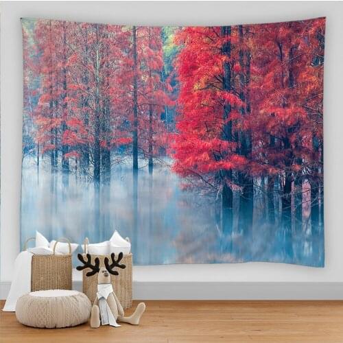 Nature Wall Tapestry Mandala Tree Forest Landscape Boho Room Decor Psychedelic Tapiz Hippie Starry Sky Bedroom Wall Cloth Carpet