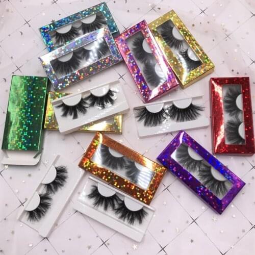 Wholesale Popular Eyelashes Styles 25mm Mink Eyelashes 6D Effect with Color Box Longer Strip Lashes