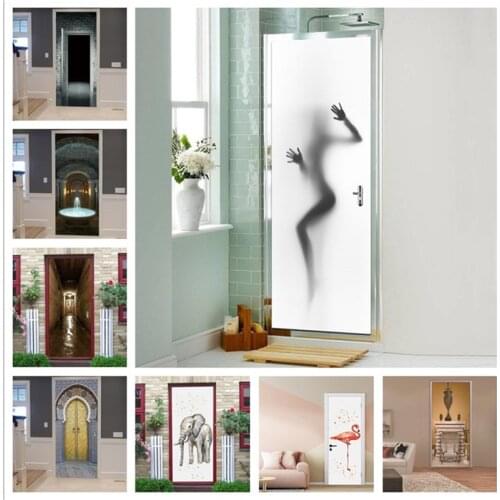 Realistic Sexy Beauty Silhouette Door Stickers Creative Waterproof Decorations For Door Renovation Bedroom Living room Bathrooms