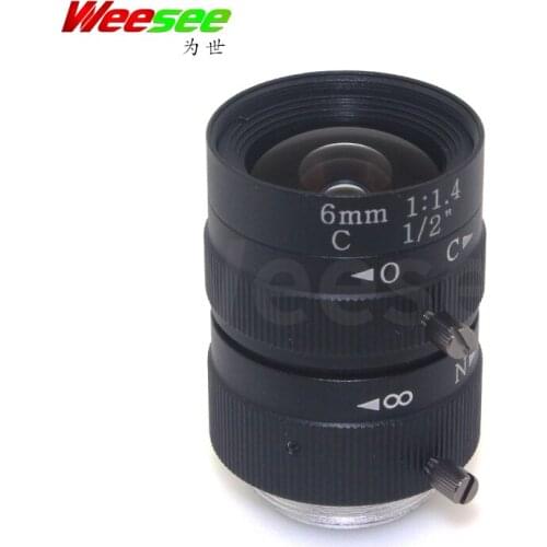 WS 6mm 3MP 3megapixel CCTV lens 1/2'' standard C mount manual iris machine vision industrial camera low distortion lens