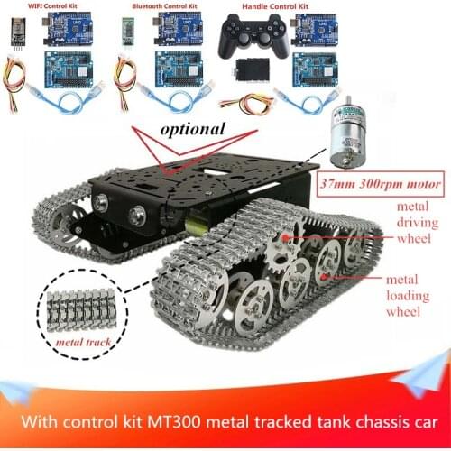 With Control Kit MT300 Metal Tracked Tank Chassis Car with All Metal Track and Wheels RC Smart Robot Car for Maker Learning