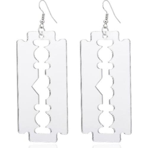Popular New Individual Street Pat Metal Geometric Shaving Blade Exaggerated xuben Earrings