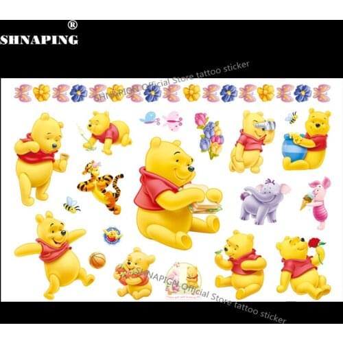 SHNAPIGN Winnie Honey Bear Child Temporary Tattoo Body Art Flash Tattoo Stickers 17*10cm Waterproof Henna Styling Sticker