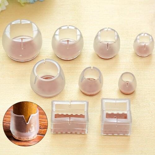 1pc Table Chair Leg Silicone Cover Anti-Slip Floor Protector Pad Transparent Chair Feet Caps Furniture Foot Protector