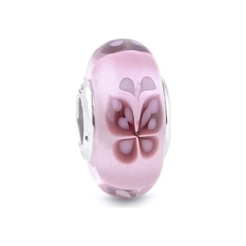 Fit Pandora Bracelets Pink Butterfly Kisses Charms 925 Original Sterling Silver Beads for Jewelry Making DIY Women Berloque