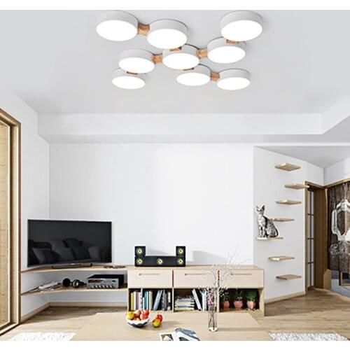 Nordic Lamps Simple Modern Household Atmosphere Living Room Ceiling Lamp Creative Wooden Macaron Bedroom Restaurant Lamps