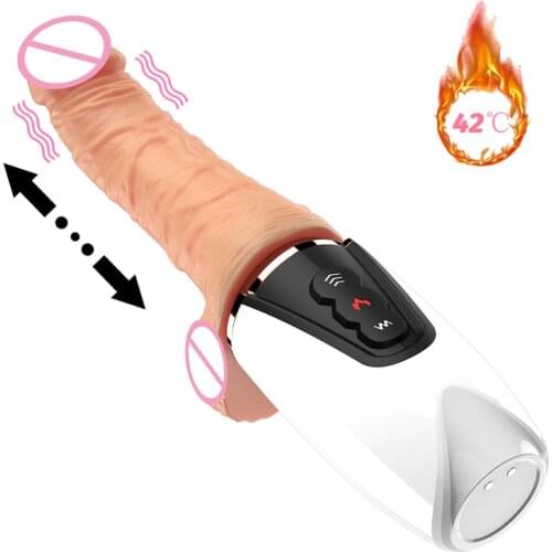 Telescopic Realistic Dildo Vibrator Sex Toys For Woman Silicone G spot Penis Vibrator Heating Clitoris Stimulator Sex Machine