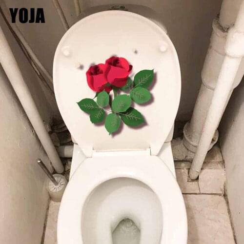 YOJA 21*22.6CM Creative Rose Bouquet Cartoon Living Room Decor Wall Decal Home Toilet Sticker T1-0844