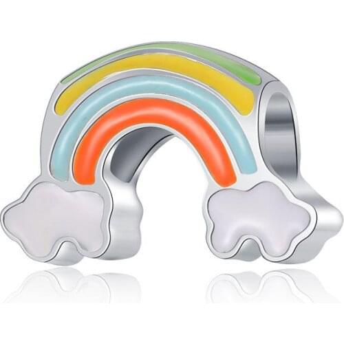 1Pcs New Cute Rainbow White Clouds Pendant DIY Beads Suitable for Original Pandora Charm Bracelet Ladies Jewelry Making Gifts